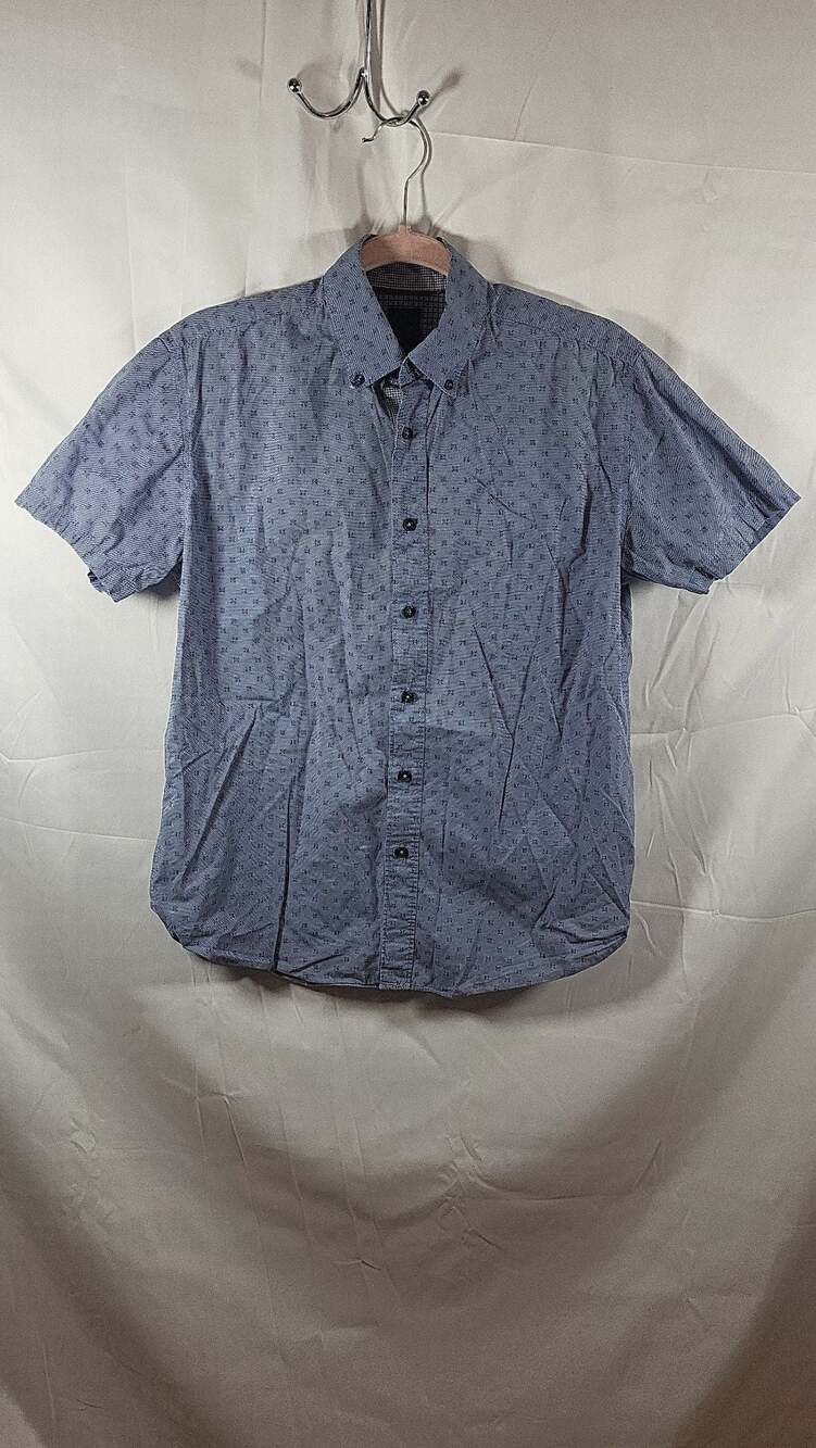 CON-STRUCT New York Geometric Micro Print Button Down Shirt, Small
